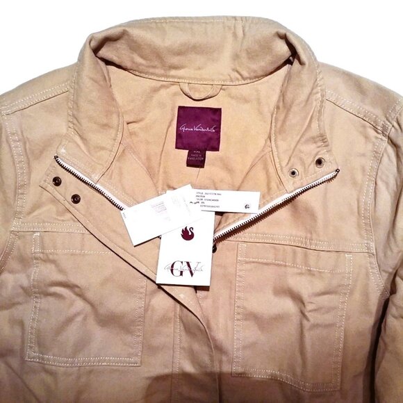 Gloria Vanderbilt Khaki Tan Cotton Canvas Anorak Utility Jacket Size XXL - Picture 5 of 10